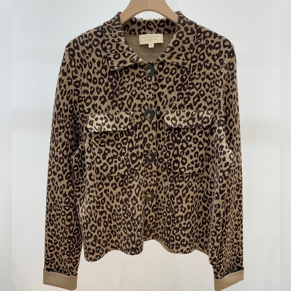 Sezane Betty Cardigan In Leopard Jacquard - Picture 7 of 13